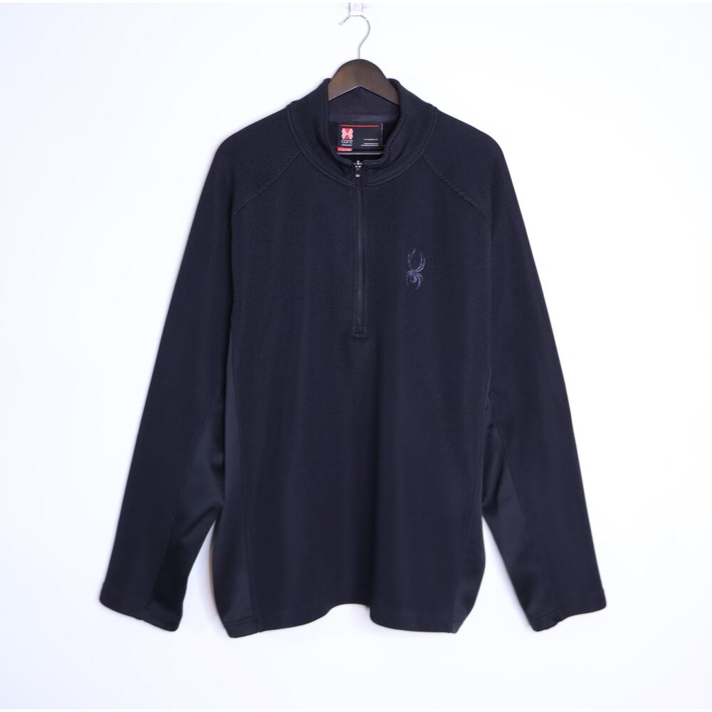SPYDER Outbound Pullover Sweater Black 1/4 Zip Long Sleeve Men's 2XL